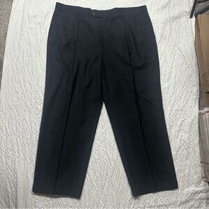 Zandello Le Collezoni Black Windowpane Pleated Dress Pants Men's 46L